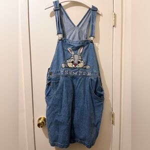 Disney Light Blue Denim Overalls Dress with Pink Accent